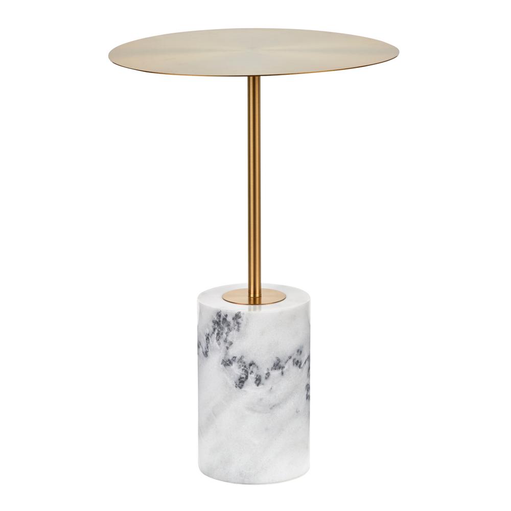 Lumisource Symbol 24 In H Gold Metal And White Marble Side Table Tb Symbol Auwm The Home Depot