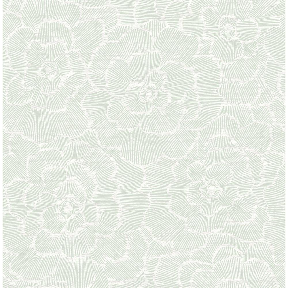 A-Street Periwinkle Green Textured Floral Green Wallpaper ...