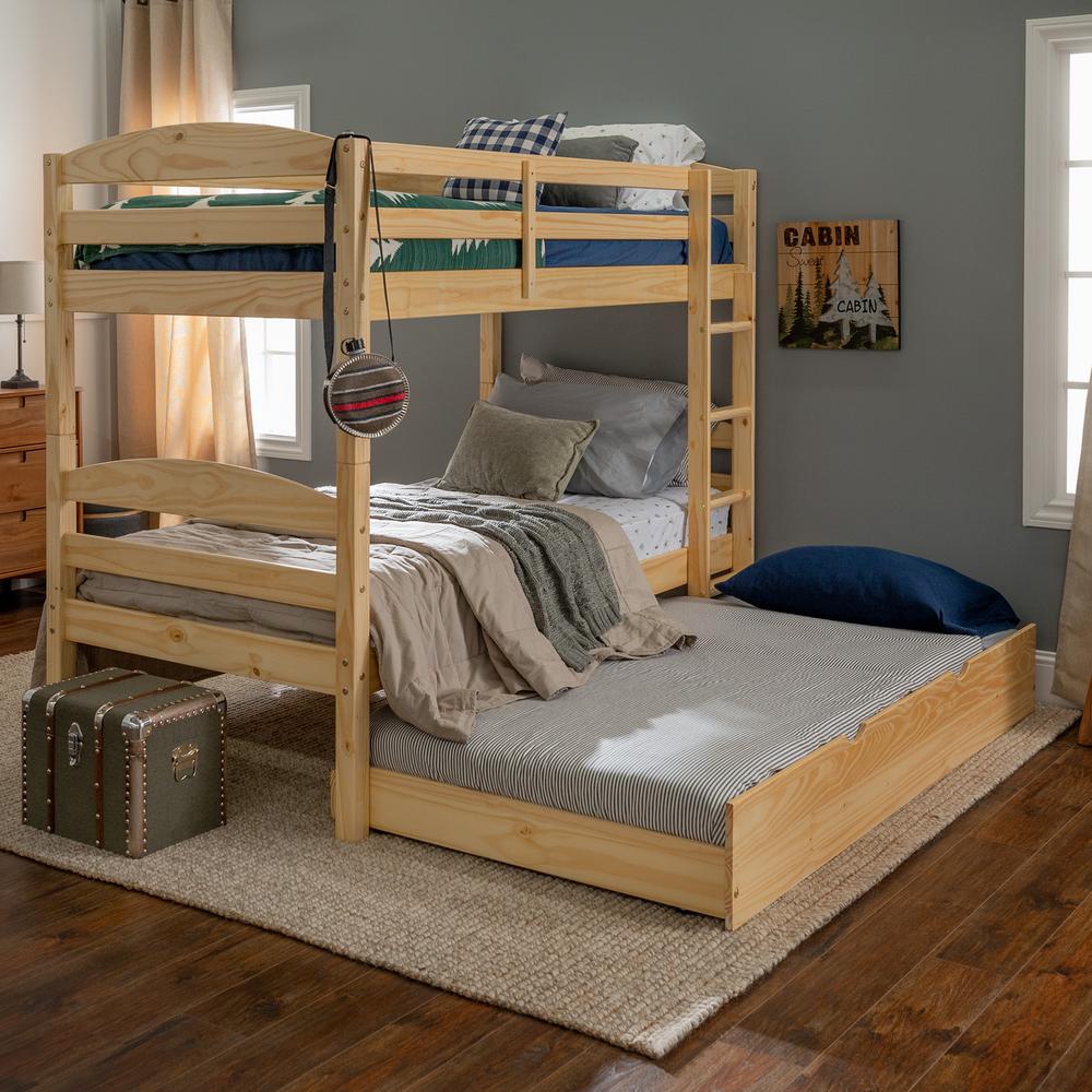 Welwick Designs Solid Wood Twin over Twin Bunk Bed + Storage/Trundle Bed NaturalHD8447 The