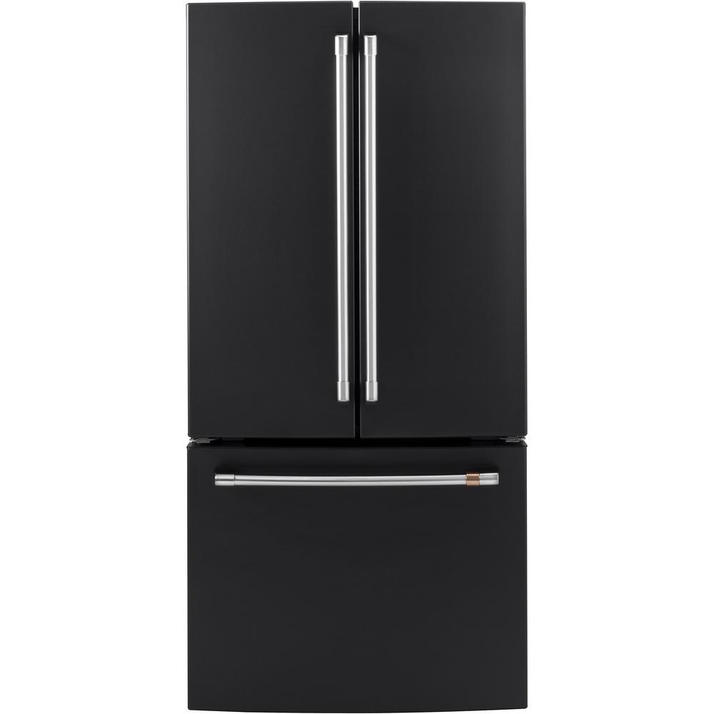 Cafe 18.6 cu. ft. French Door Refrigerator in Matte Black, Fingerprint