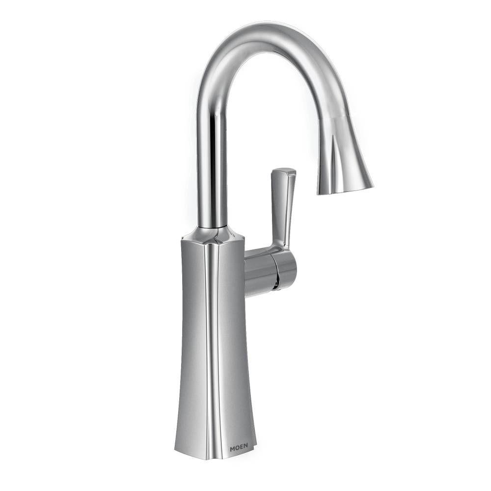 Moen Etch Single Handle Bar Faucet With Pull Down Sprayer Power Clean In Chrome