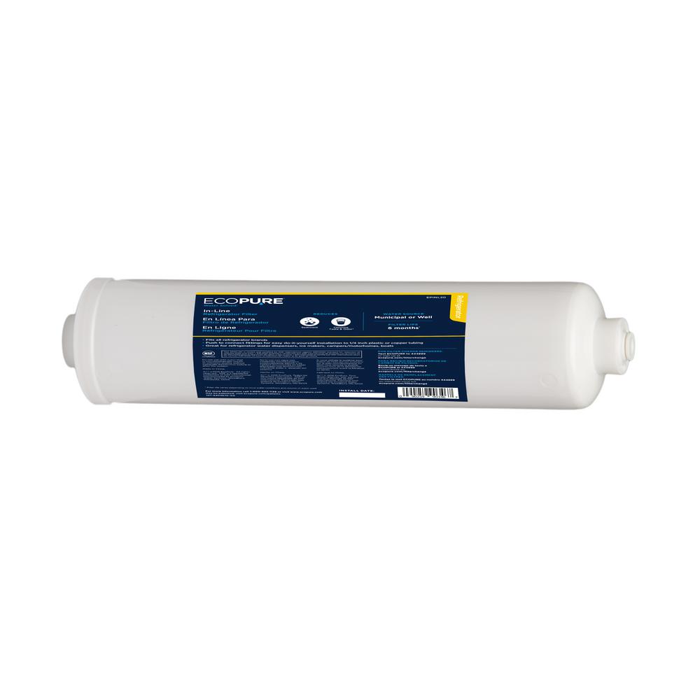 EcoPure External In-Line Refrigerator Water Filter ...