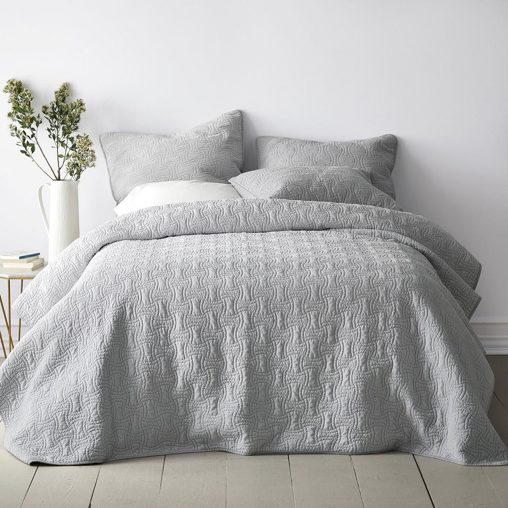 The Company Store Hunter Gray Solid Cotton Twin Coverlet50320QTGRAY