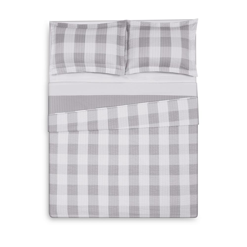 Truly Soft Everyday Buffalo Plaid Grey Full Queen Quilt Set Truly Soft Everyday Buffalo Plaid Grey Full Queen Quilt Set