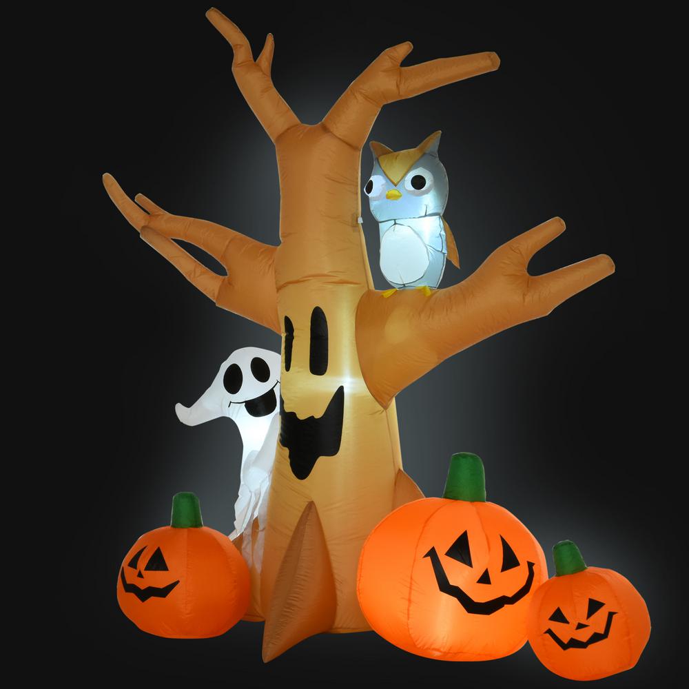Outsunny 7.5 ft. LED Haunted Tree With Owl, Ghost, and Pumpkins