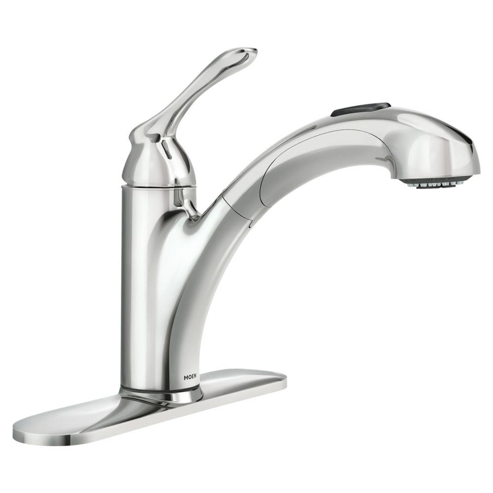 Moen Banbury Single Handle Pull Out Sprayer Kitchen Faucet With Power Clean In Chrome