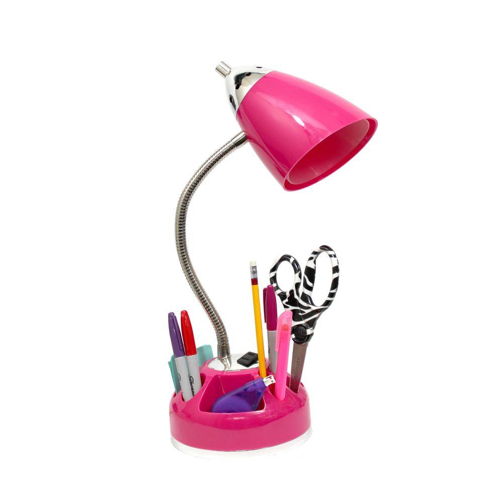 Limelights 20 In Pink Organizer Desk Lamp With Charging Outlet
