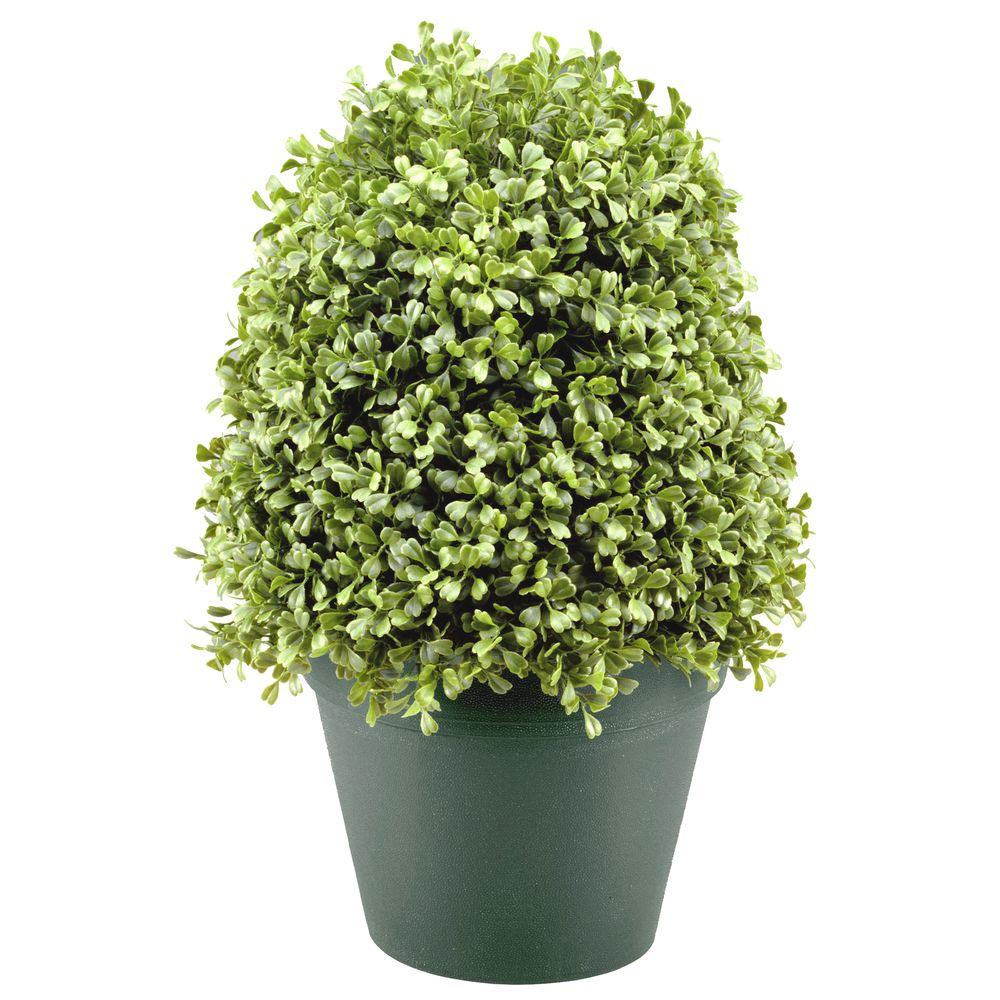 National Tree Company 15 in. Boxwood Artificial Tree in Dark Green