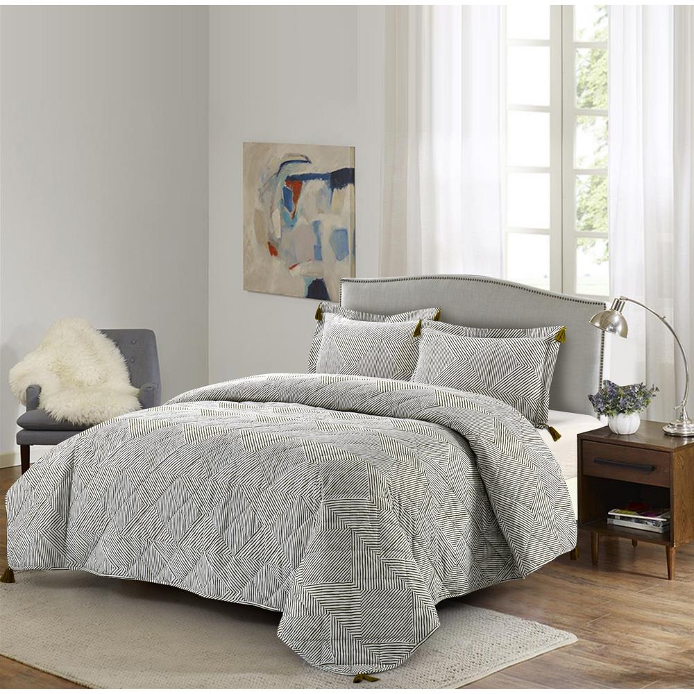 Geometric Green Quilt Set Comforters Comforter Sets