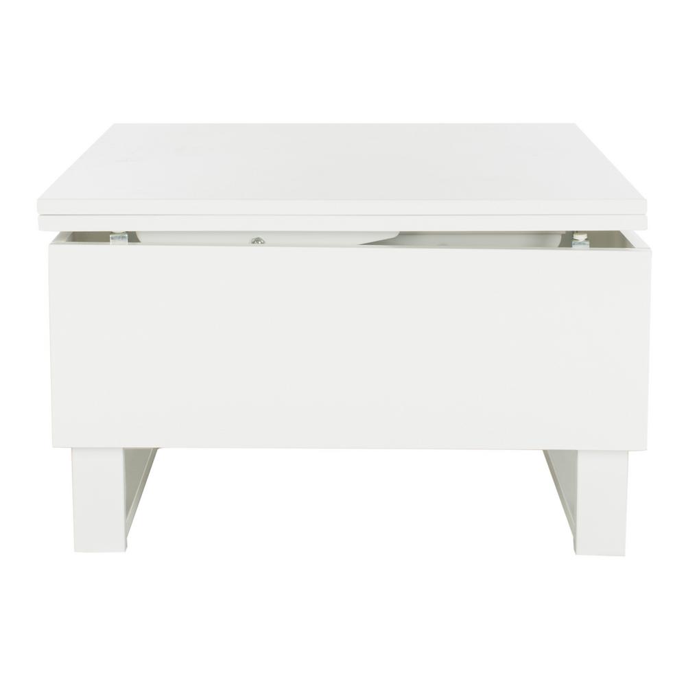 Safavieh Vanna 28 in. White Medium Square Wood Coffee Table with Lift