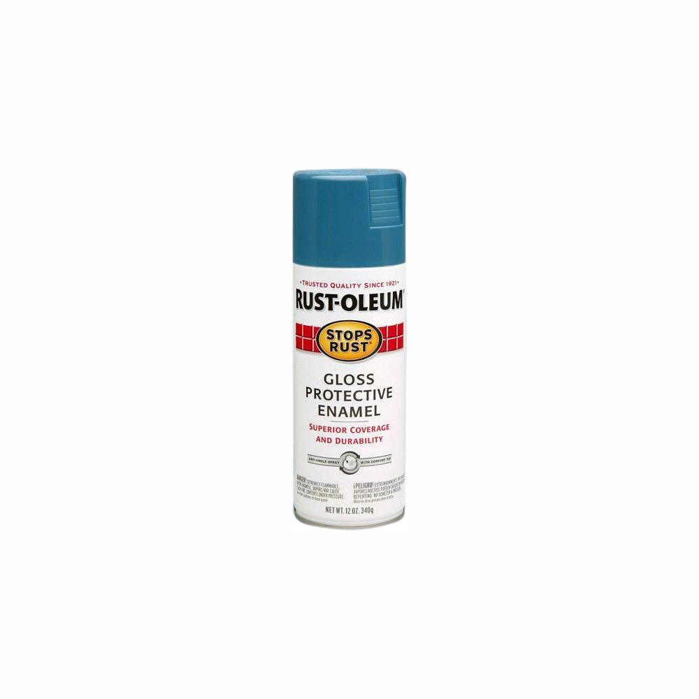 Rust Oleum Stops Rust 12 Oz Protective Enamel Gloss Maui Blue Spray 
