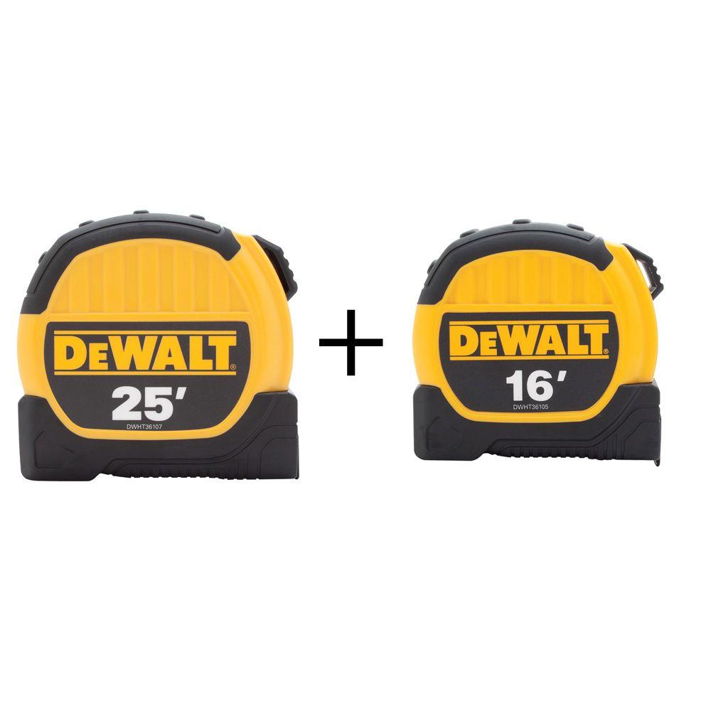 DEWALT 25 ft. and 16 ft. Tape Measure ComboDWHT75833D The Home Depot
