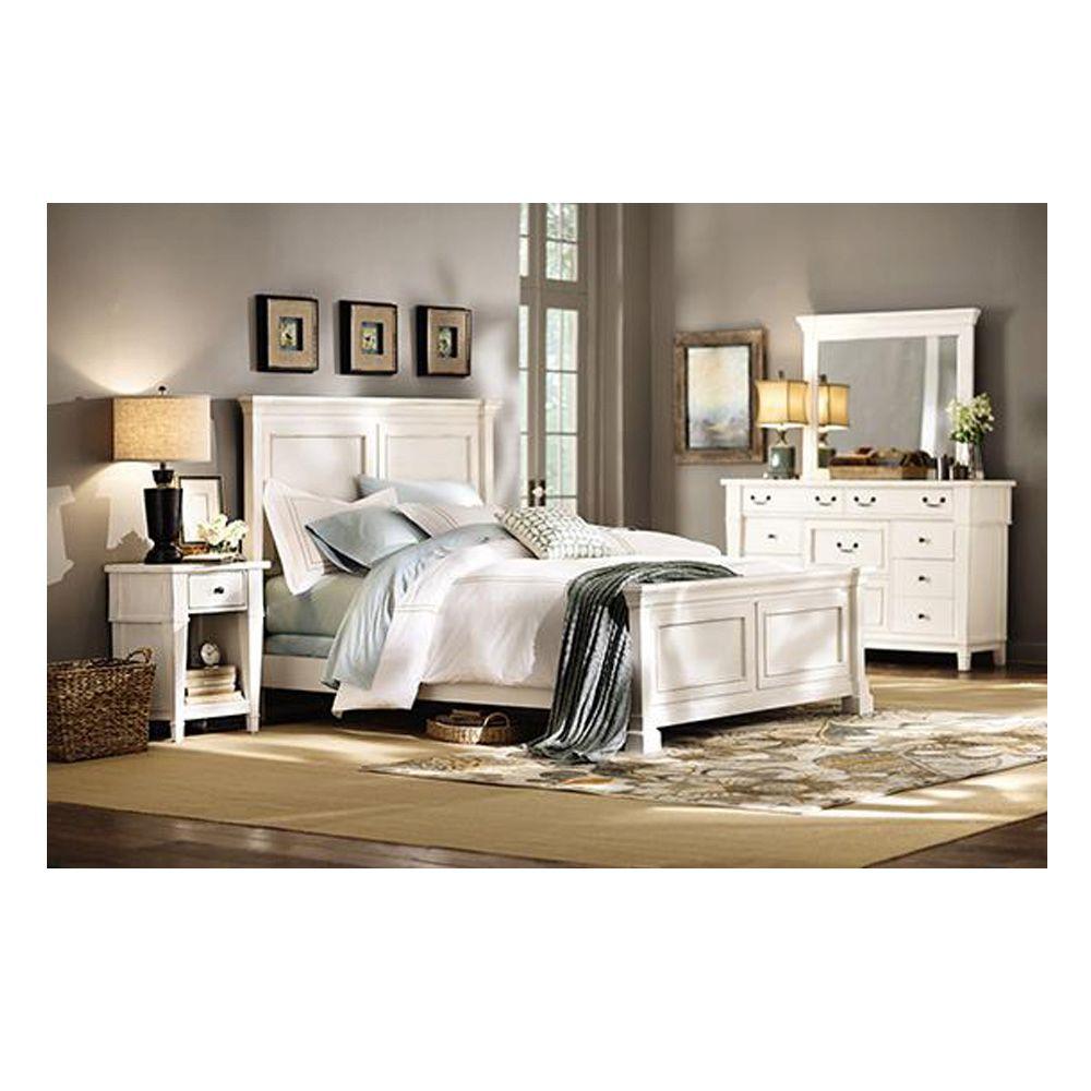 Home Decorators Collection Bridgeport Antique White King Bed Frame