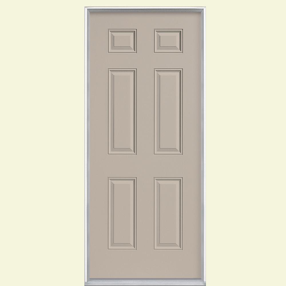 Masonite 30 In X 80 In 6 Panel Left Hand Inswing Painted Steel Prehung Front Door No Brickmold