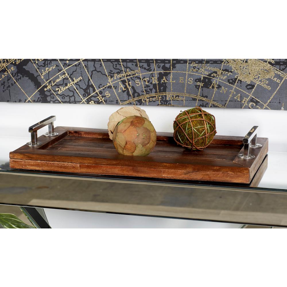Vintiquewise Wood And Metal Serving Tray With Stand Folding Snack White Marble Round Cake Stand With Brown Wooden Post And Base