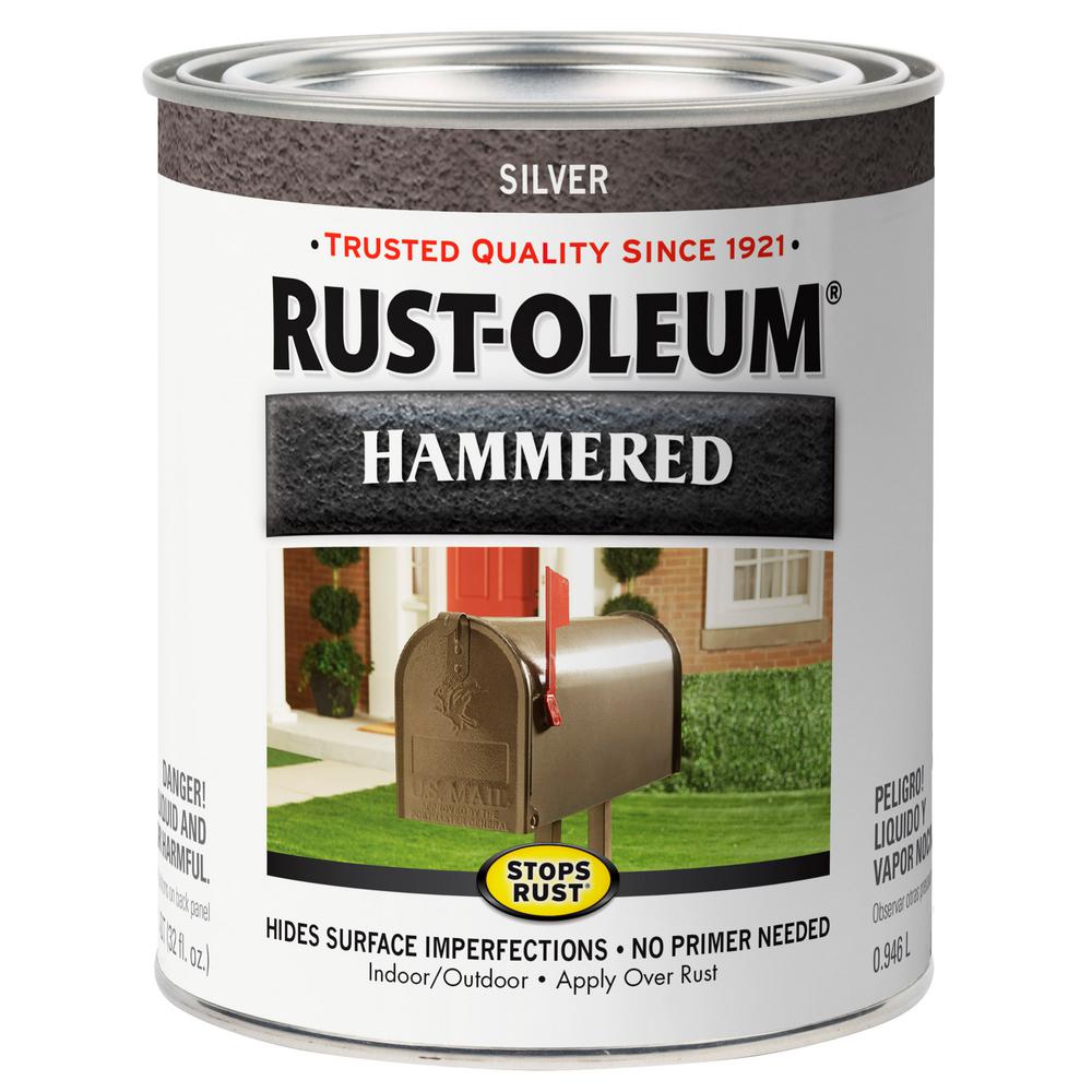 Rust Oleum Stops Rust 1 Qt Low VOC Protective Enamel Hammered Silver   Silver Rust Oleum Stops Rust Protective Enamels 352844 64 1000 