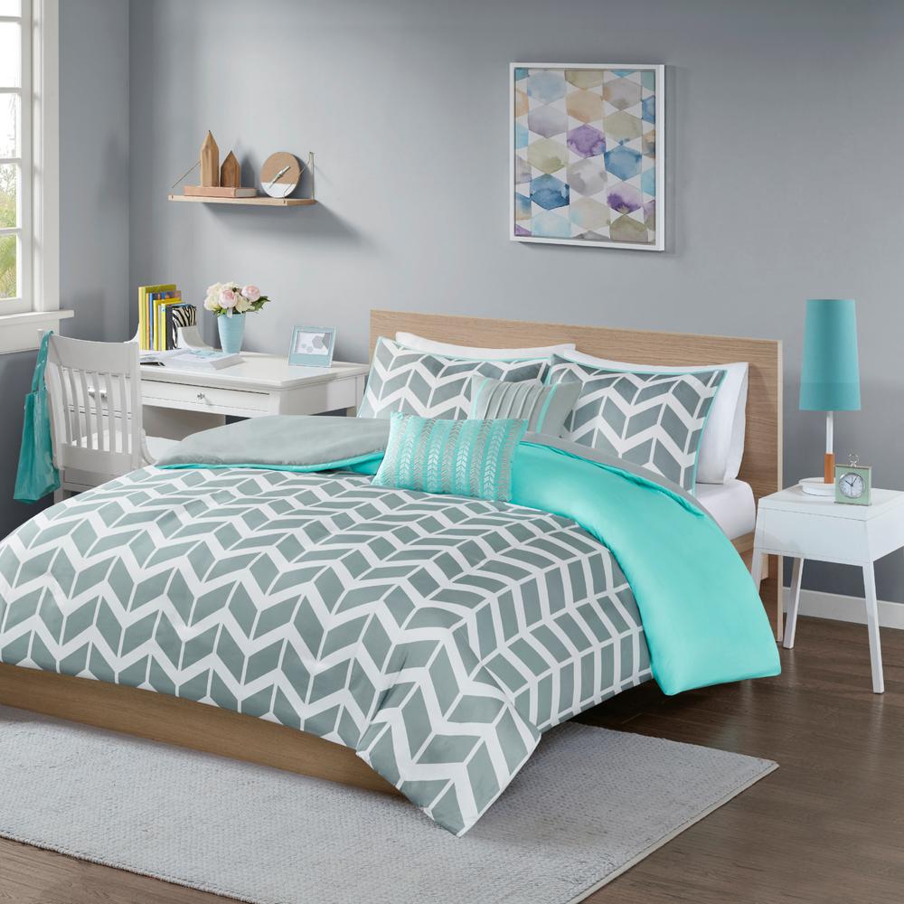 Intelligent Design Laila 5 Piece Teal Queen Duvet Cover Set Id12