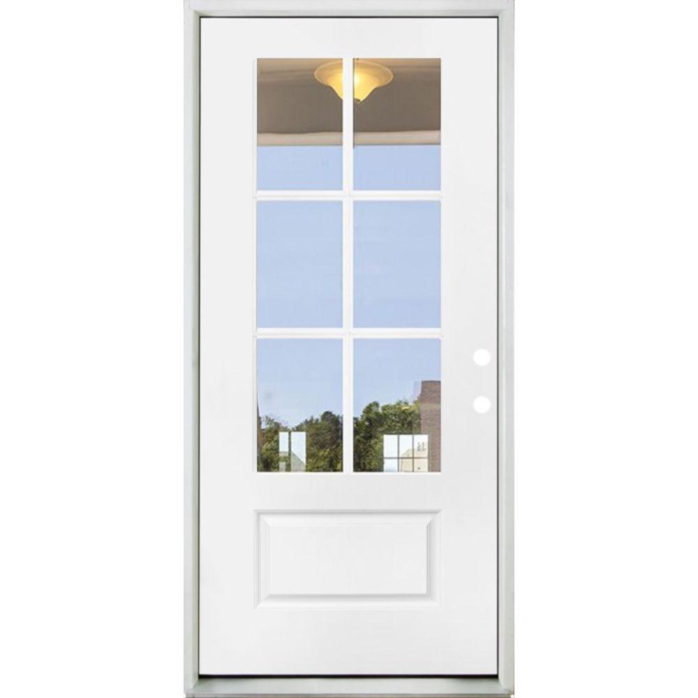 Steves & Sons 32 in. x 80 in. Legacy 6 Lite 3/4 Lite Clear Glass Left