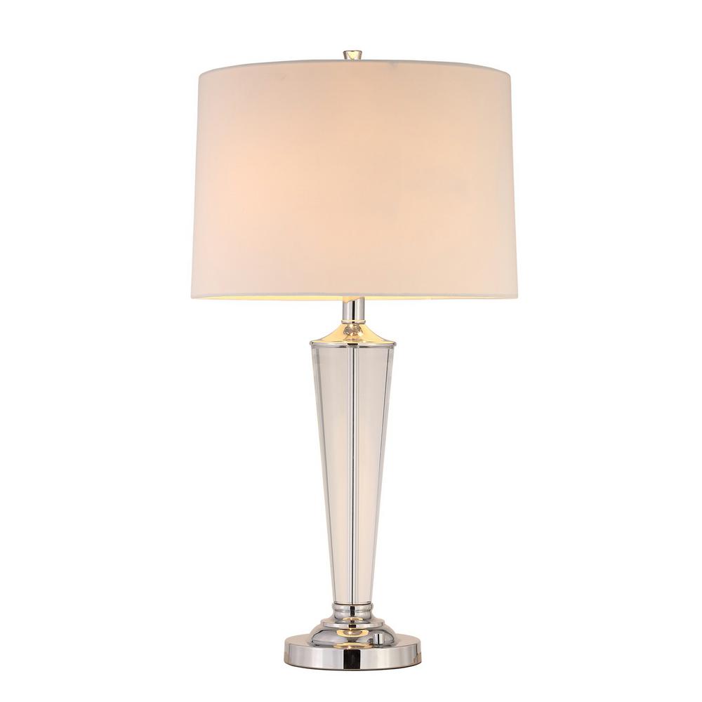 Artiva Crystal Suite Collection 33 In H Modern Chrome 2 Light Led Crystal Table Lamp With Dimmer