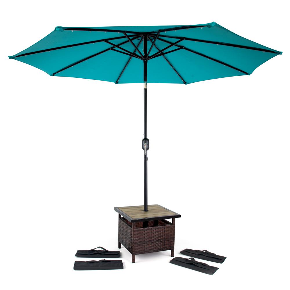 Trademark Innovations 22 In Square Pe Rattan Patio Umbrella Stand