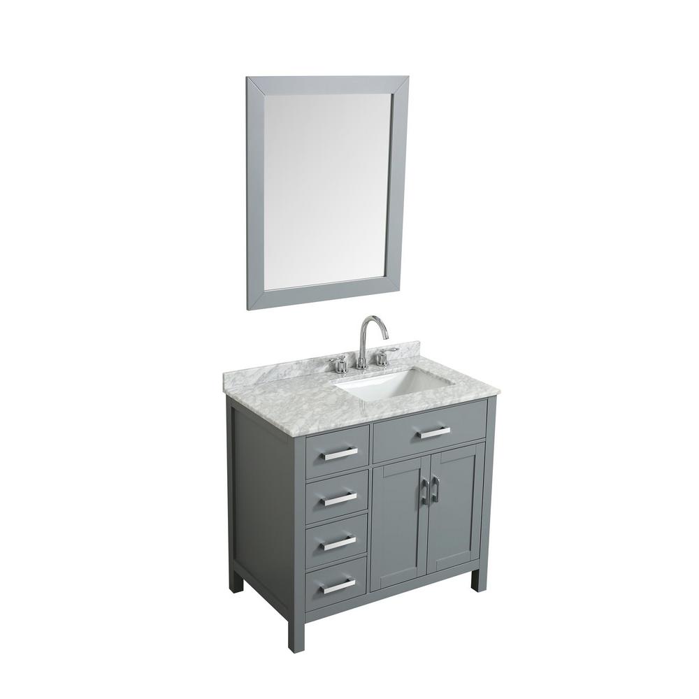 Belmont Decor Hampton 37 In Bath Vanity In Gray With Marble