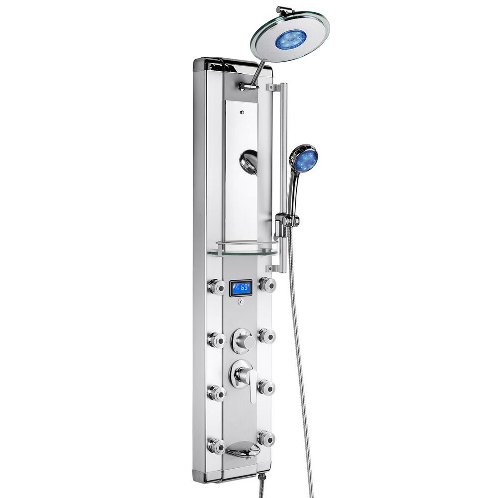 Akdy 51 In 8 Jet Aluminum Shower Panel System With Led Rainfall