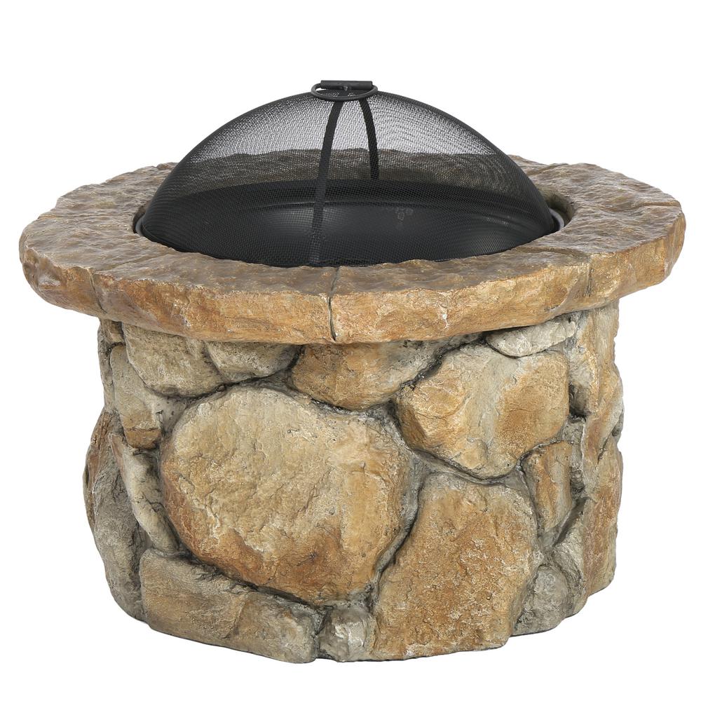 Noble House Samson 34 In X 21 In Round Cement Wood Burning Fire