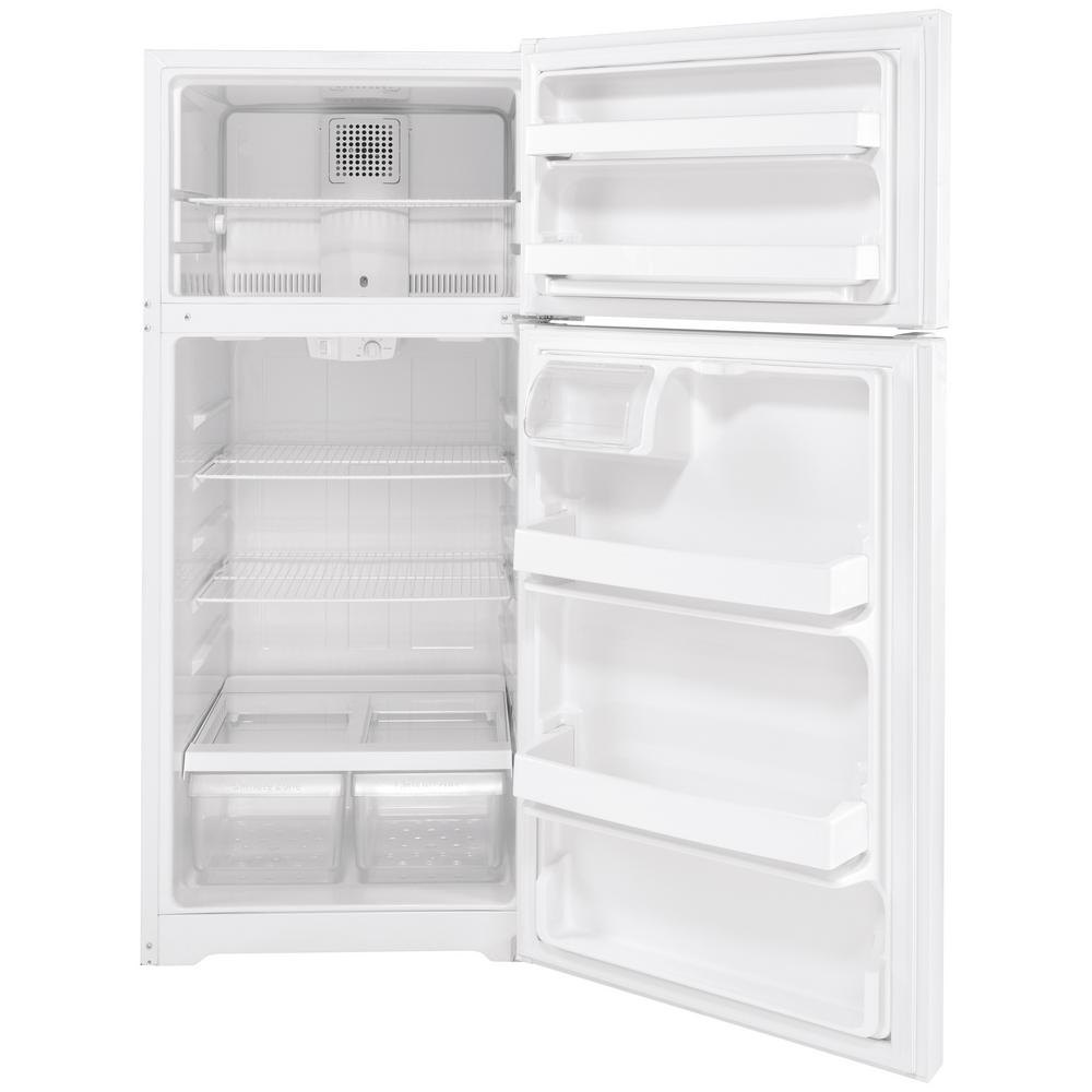 Ge 16 6 Cu Ft Top Freezer Refrigerator In White Gts17dtnrww