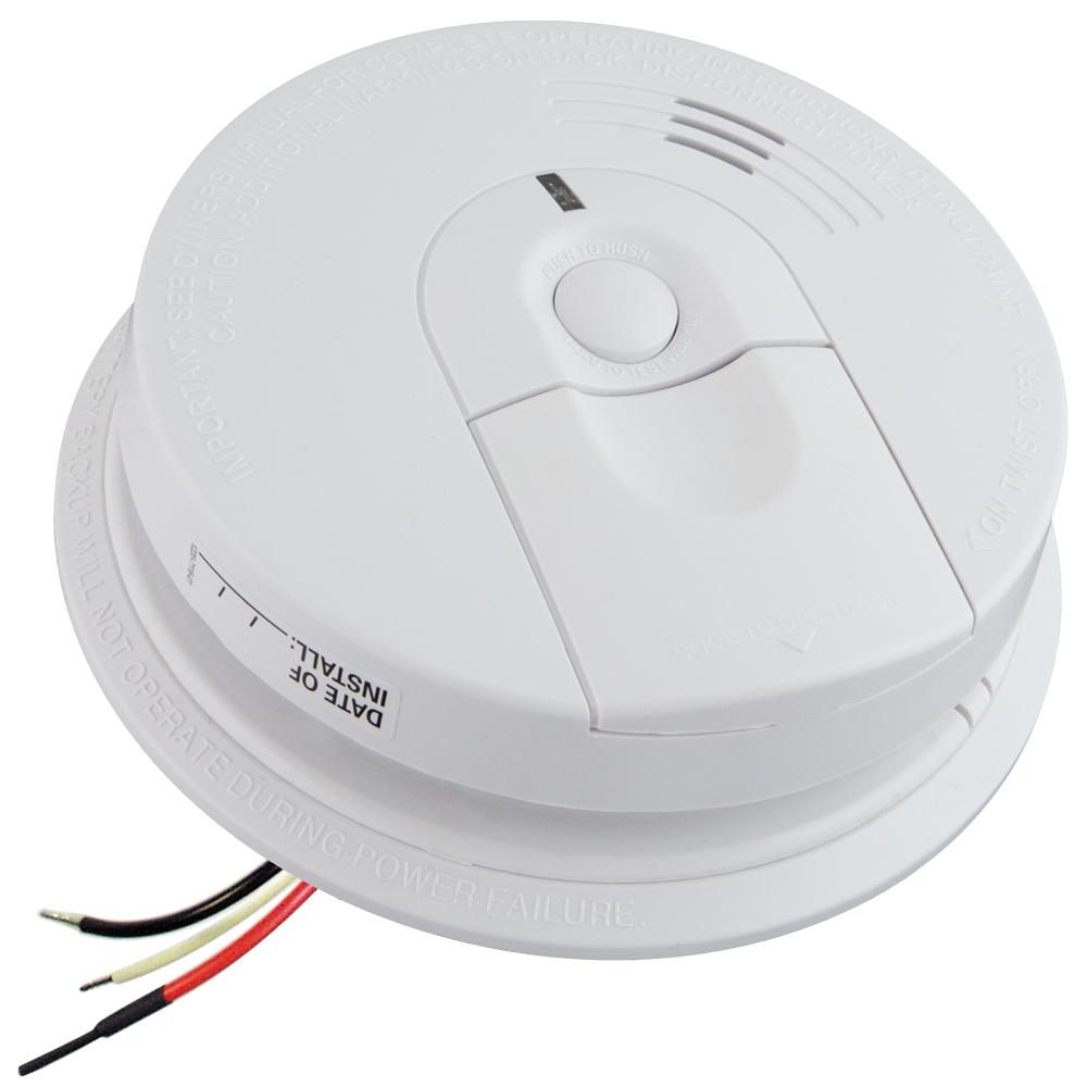 Kidde Firex Hardwired Smoke Detector With Ionization Sensor 9 Volt Battery Backup And Front Load Battery Door 21029877 The Home Depot