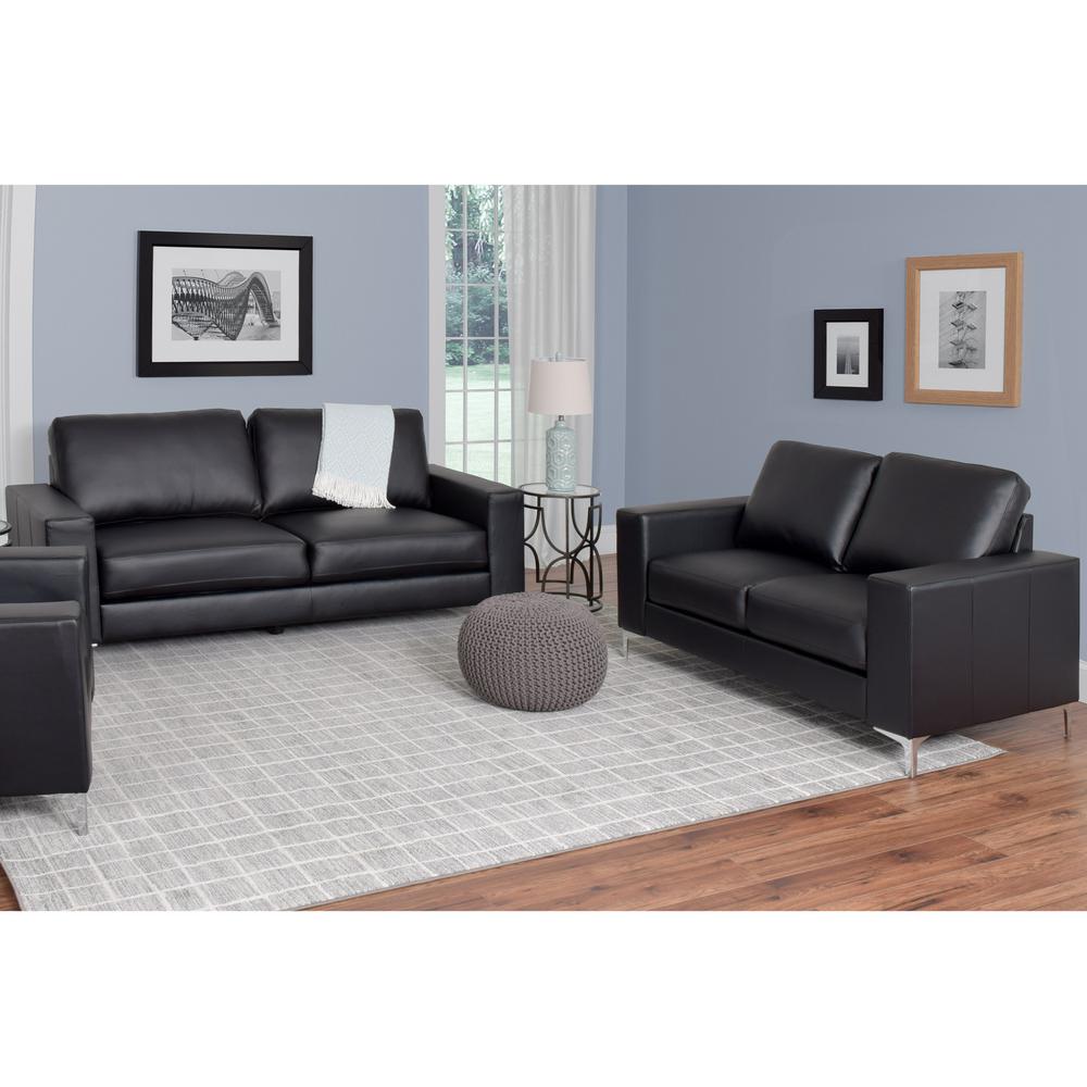 Corliving Cory 2 Piece Contemporary Black Bonded Leather Sofa Set Corliving Cory 2 Piece Contemporary Black Bonded Leather Sofa Set