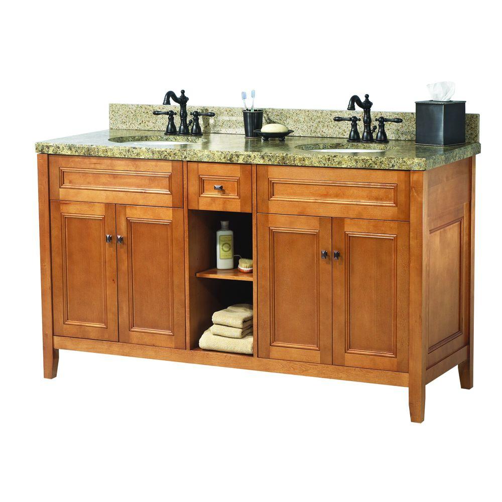 UPC 721015356066 product image for Home Decorators Collection Exhibit 61 in. W x 22 in. D Double Bath Vanity in Ric | upcitemdb.com