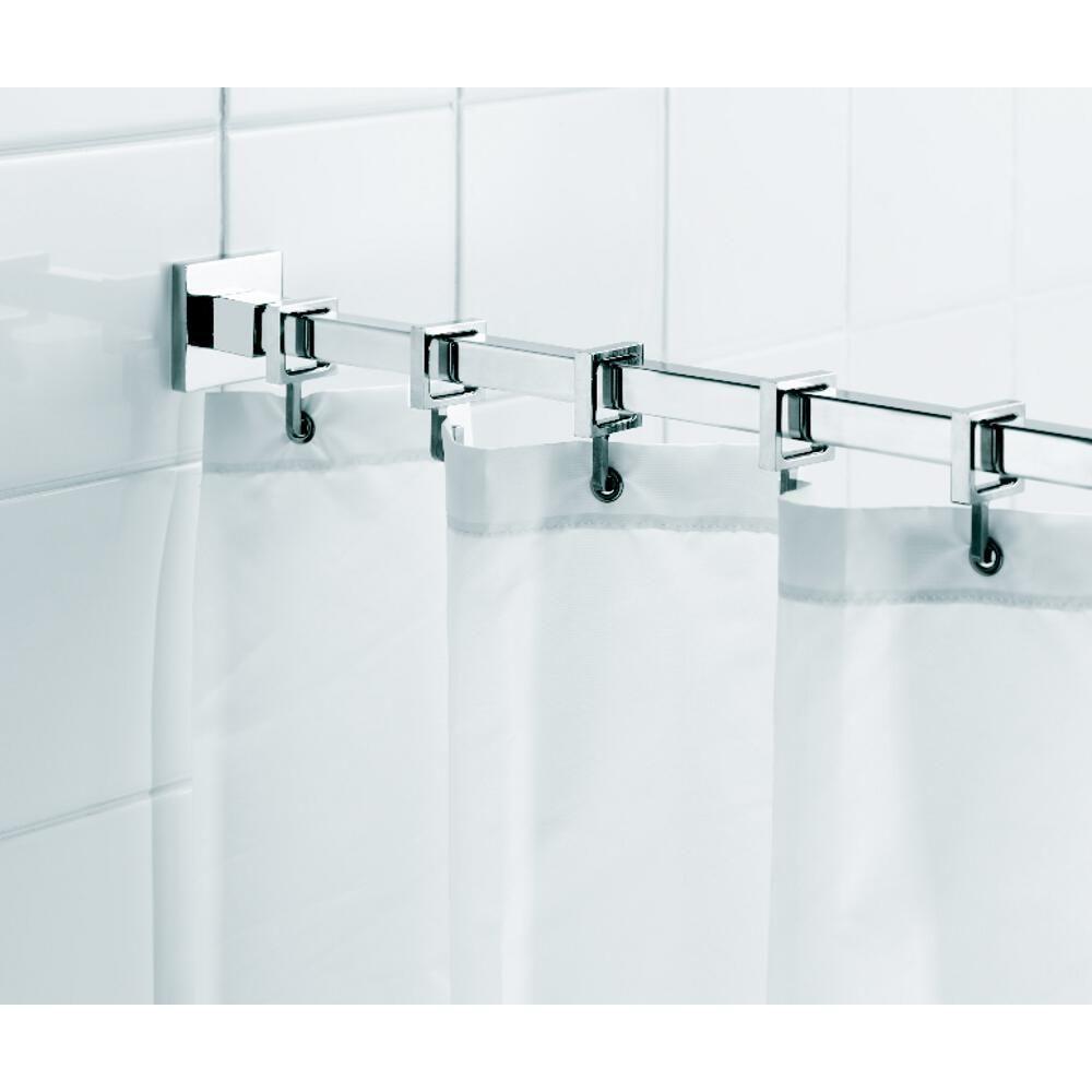 Croydex Square 98.4 in. L Luxury Shower Curtain Rod with Curtain Hooks