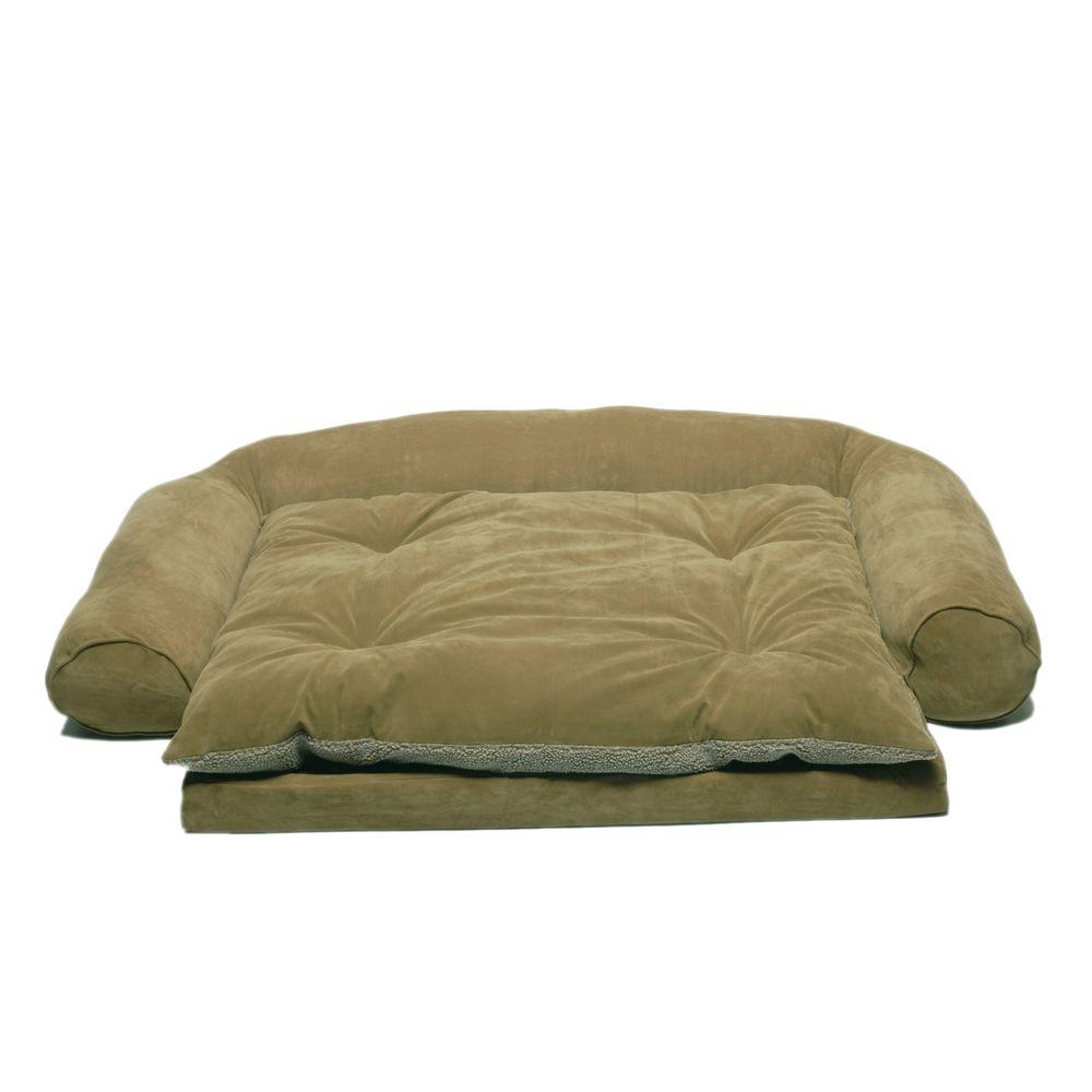 Large Ortho Sleeper Comfort Couch Pet Bed with Removable Cushion Sage