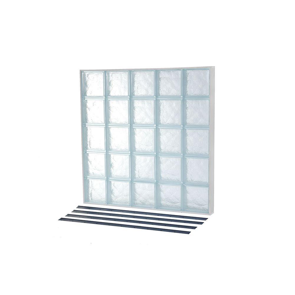 TAFCO WINDOWS 64 in. x 48 in. NailUp Ice Pattern Solid Glass Block New
