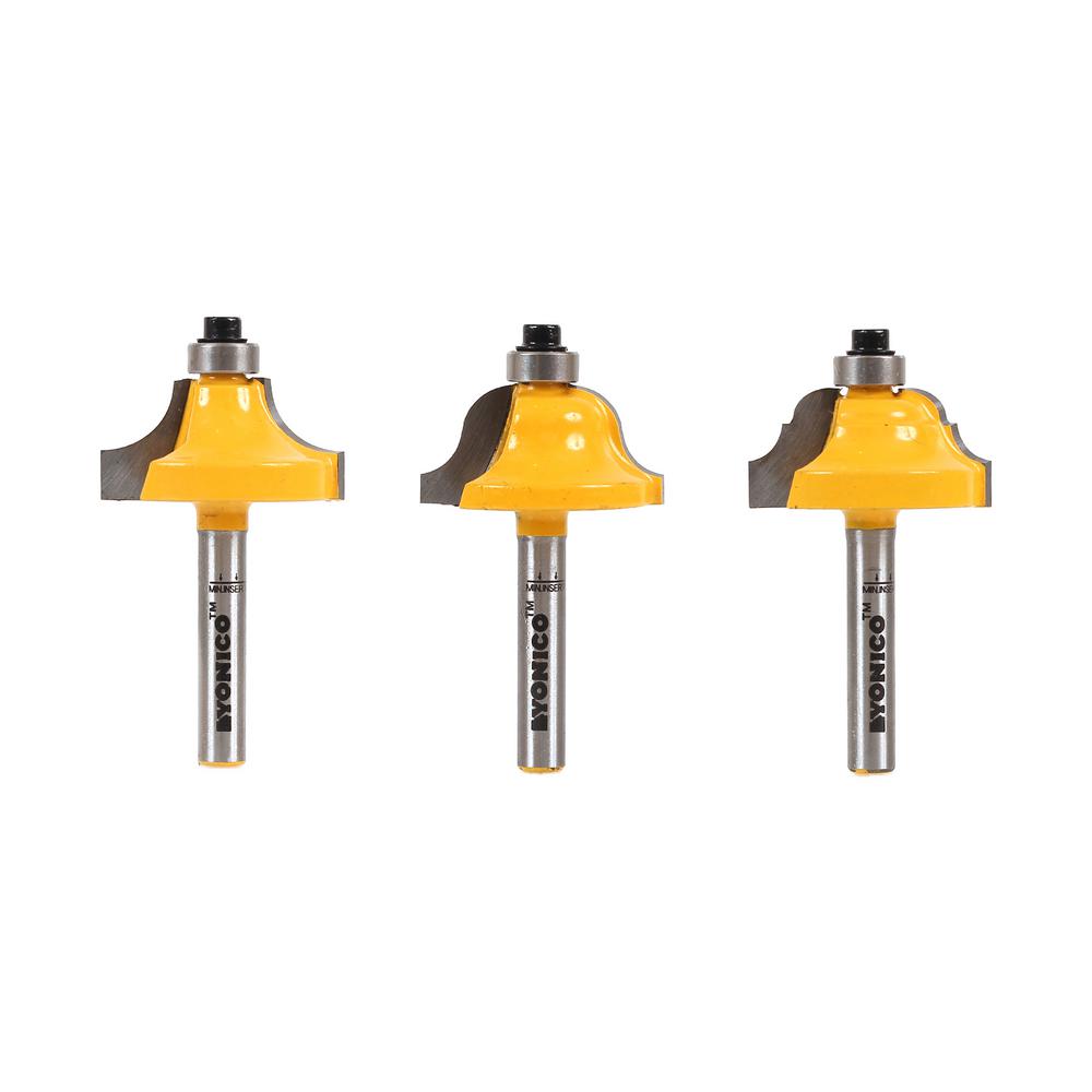3pc//set 1//2/" Shank Door Woodworking Tool Router Bits Set Round Over Bead