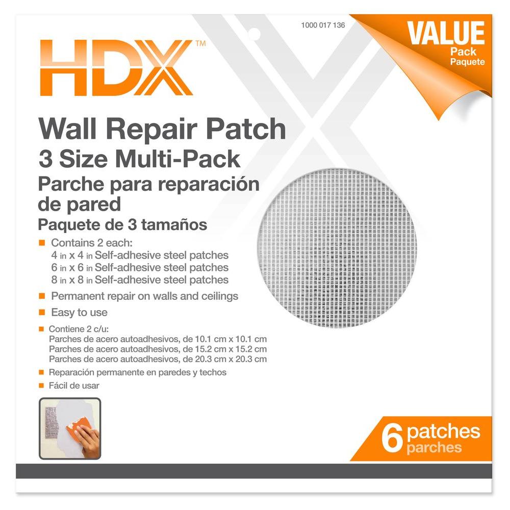 Hdx 4 6 8 In Multi Pro Pack Drywall Repair Patches 13683 The Home Depot