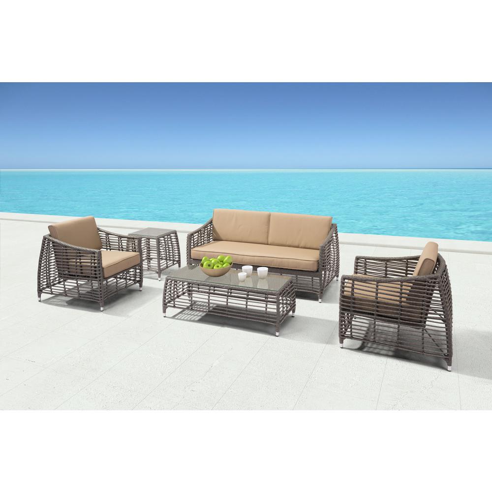 Zuo Trek Beach Aluminum Outdoor Sofa With Beige Cushion