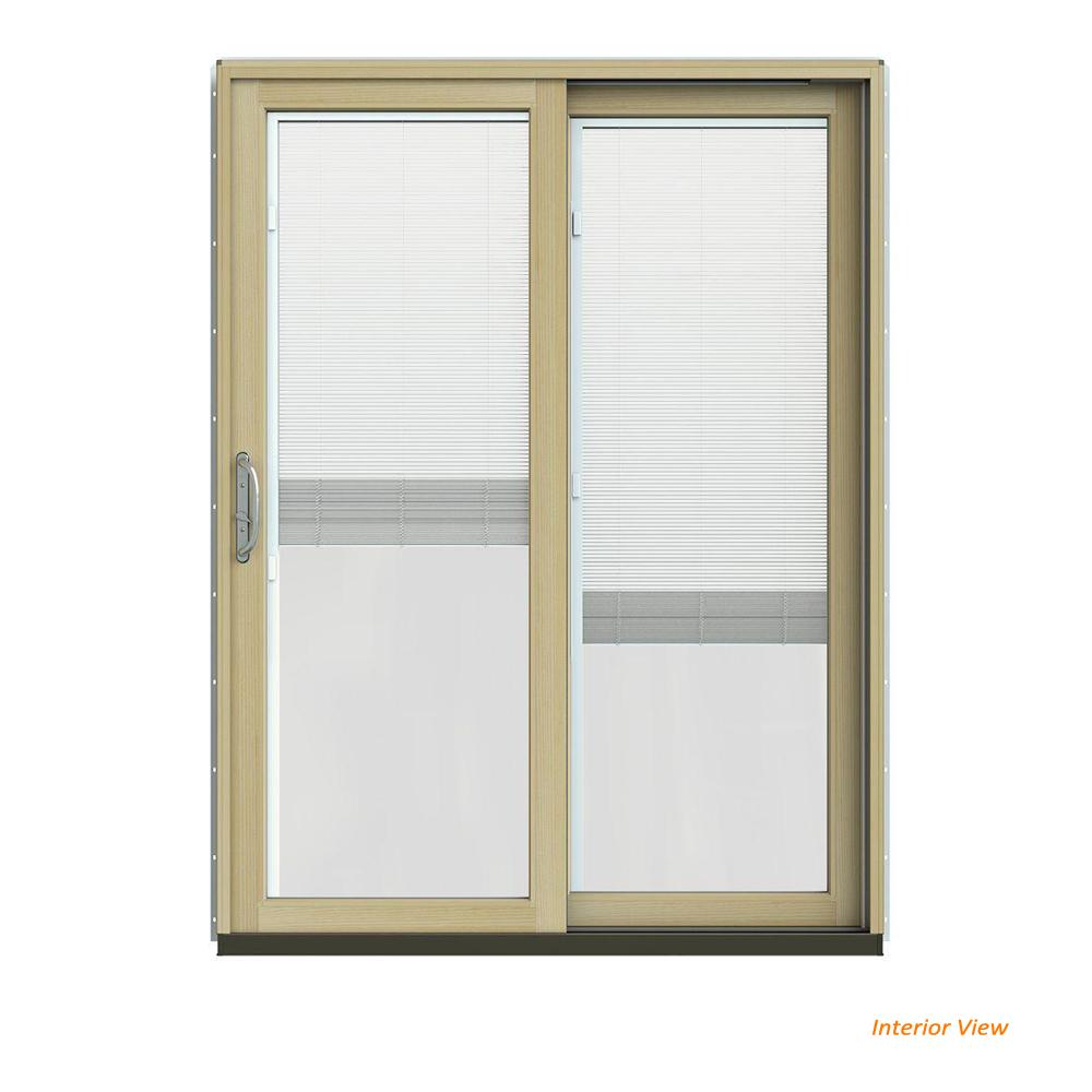 Jeld Wen 60 In X 80 W 2500 Contemporary Vanilla Clad Wood Right Hand Full Lite Sliding Patio Door Unfinished Interior