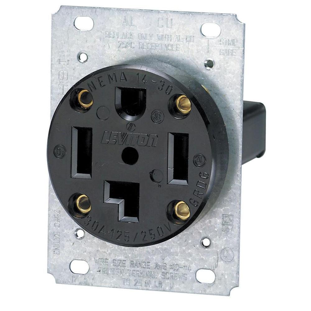 Leviton 30 Amp Industrial Flush Mount Shallow Single Outlet Black R10 00278 S00 The Home Depot
