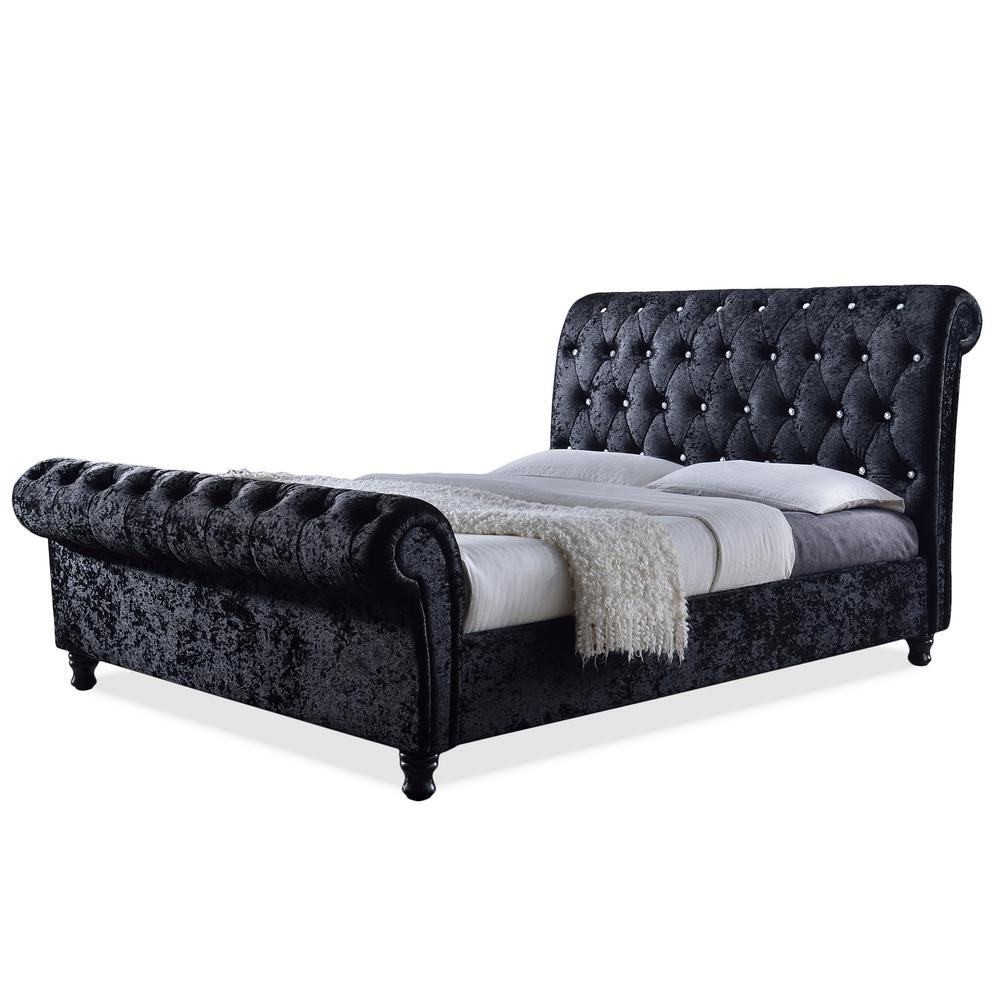 Baxton Studio Bianca Transitional Black Faux Leather Upholstered Queen Size Bed 288624047HD