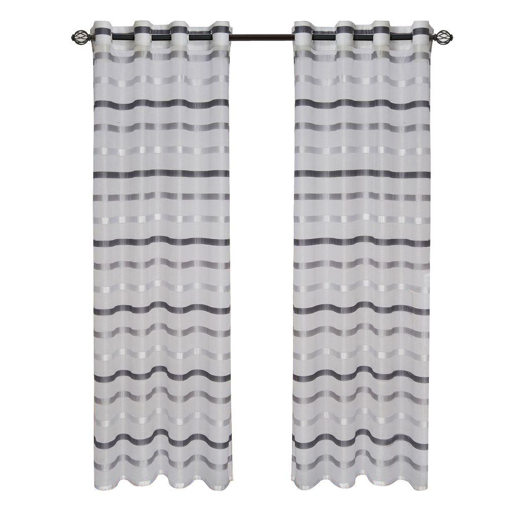 Lavish Home Dark/Lite Grey Arla Grommet Curtain Panel, 84 in. Length63