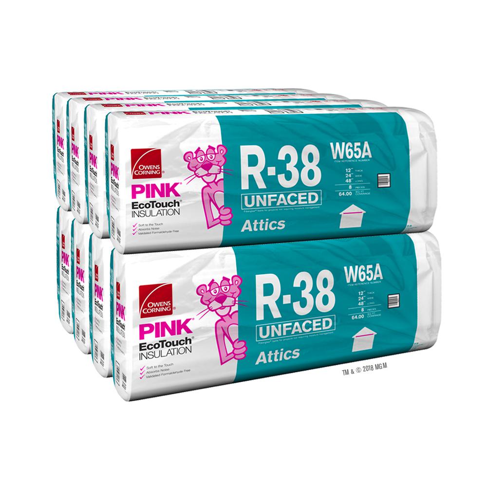 Fibergl Insulation The Home Depot R 38 Ecotouch Pink Unfaced Fibergl Insulation Batt 24 In X 48