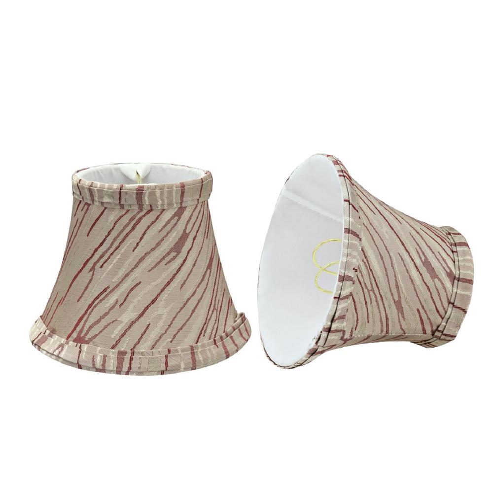 Aspen Creative Corporation 5 In X 4 Off White Red Stripe Bell Lamp Shade 2 Pack