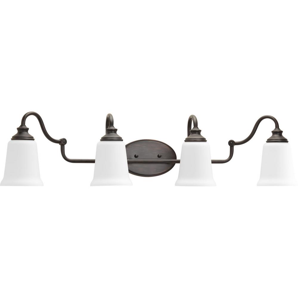 Progress Lighting Wander Collection 4 Light Venetian Bronze Bathroom Vanity Light With Glass