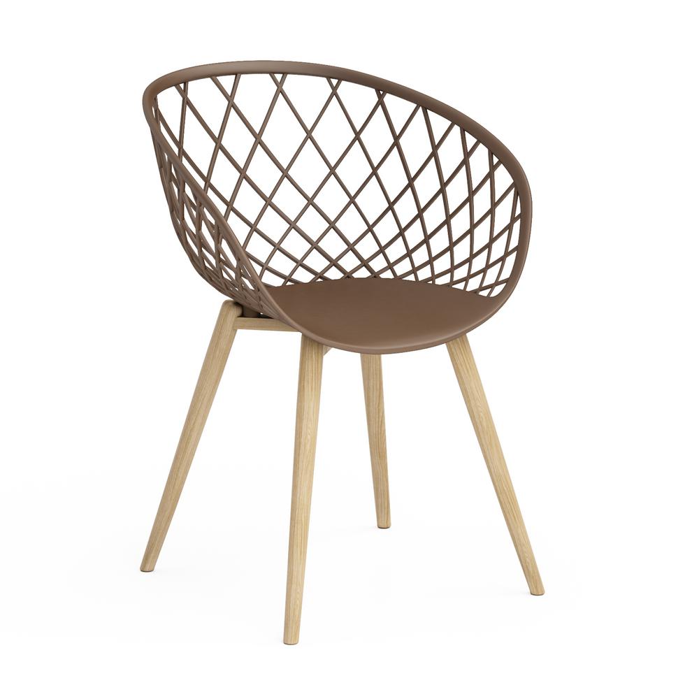 Jamesdar Kurv Taupe Arm Chair with Natural Wood Legs (Set of 2
