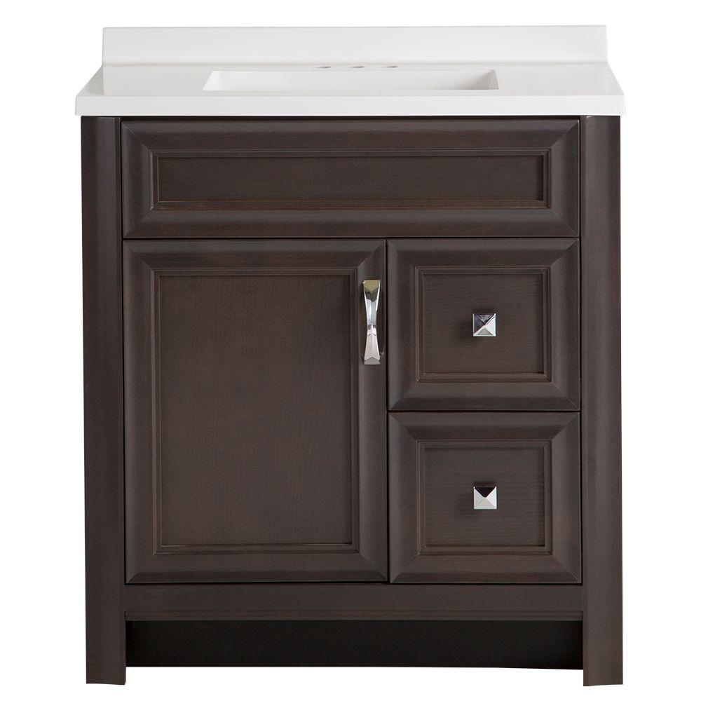 Glacier Bay Candlesby 301/2 in. W x 183/4 in. D Bath Vanity in Cognac