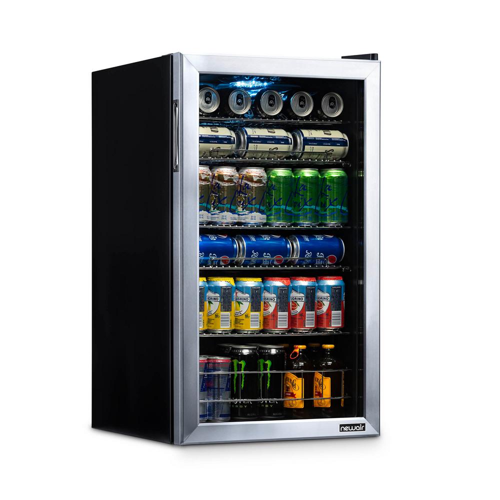 NewAir 19 in. 126 (12 oz) Can Freestanding Beverage Cooler Fridge with Adjustable Shelves - Stainless Steel-AB-1200 - The Home Depot