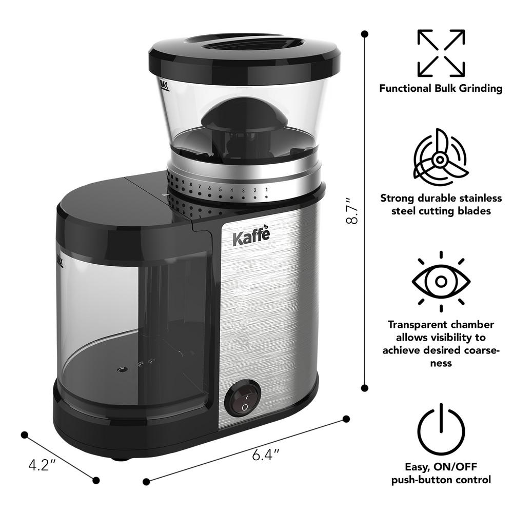 Kaffe 4 oz. Capacity Stainless Steel Electric Burr Coffee Grinder