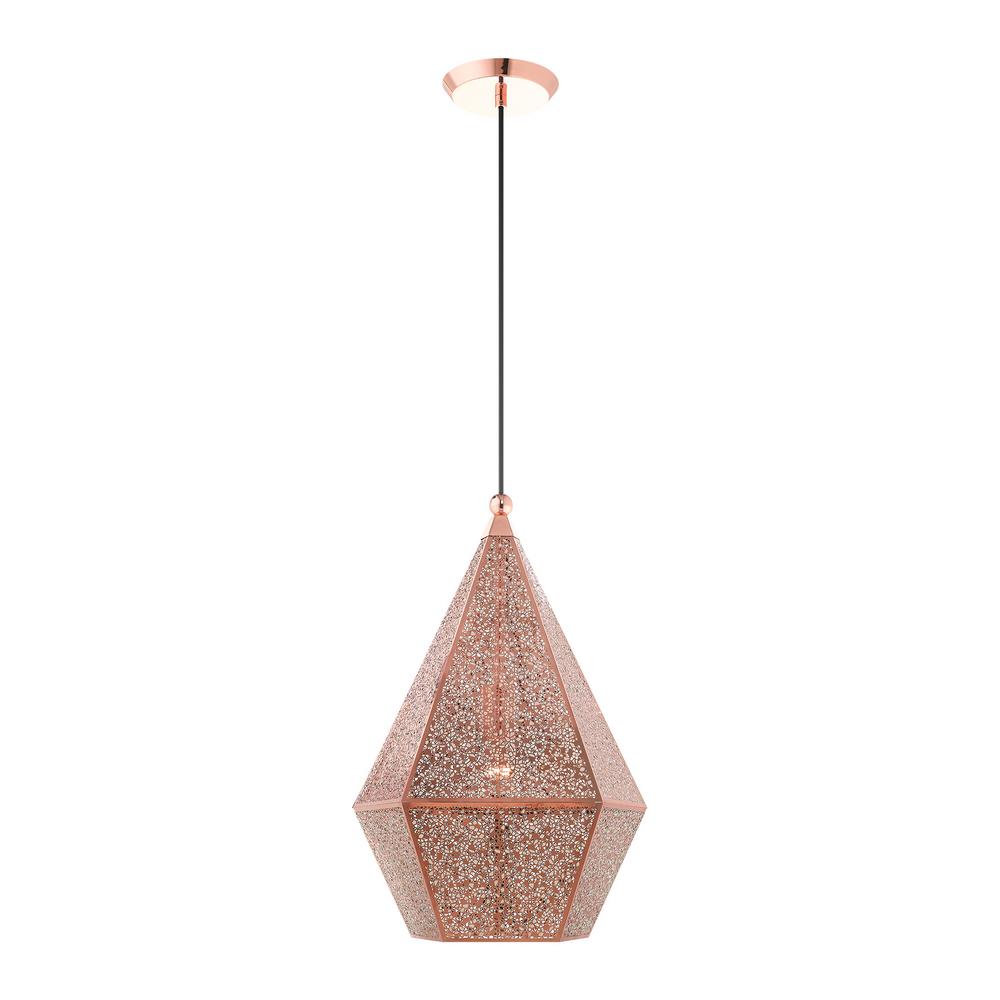 Livex Lighting Aberdeen Large 1 Light Rose Gold Pendant With Metal