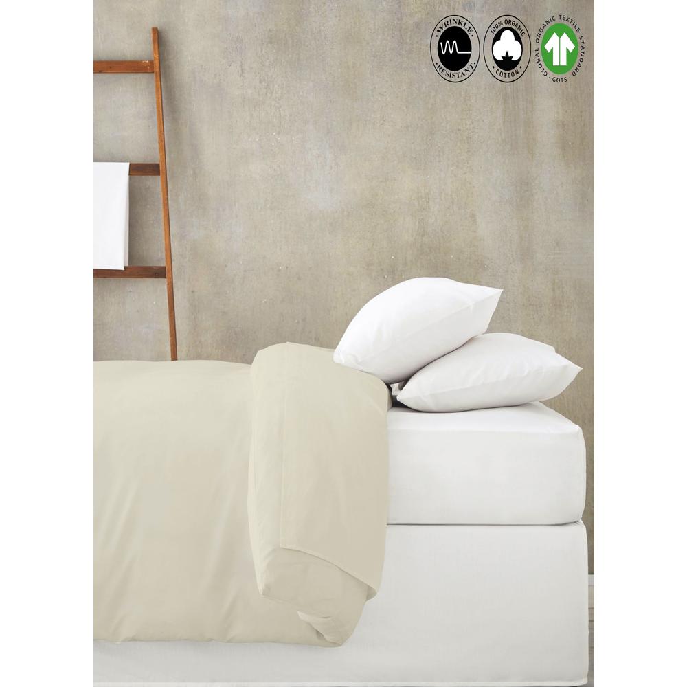A1 Home Collections Organic Cotton Solid Cream Wrinkle Resistant